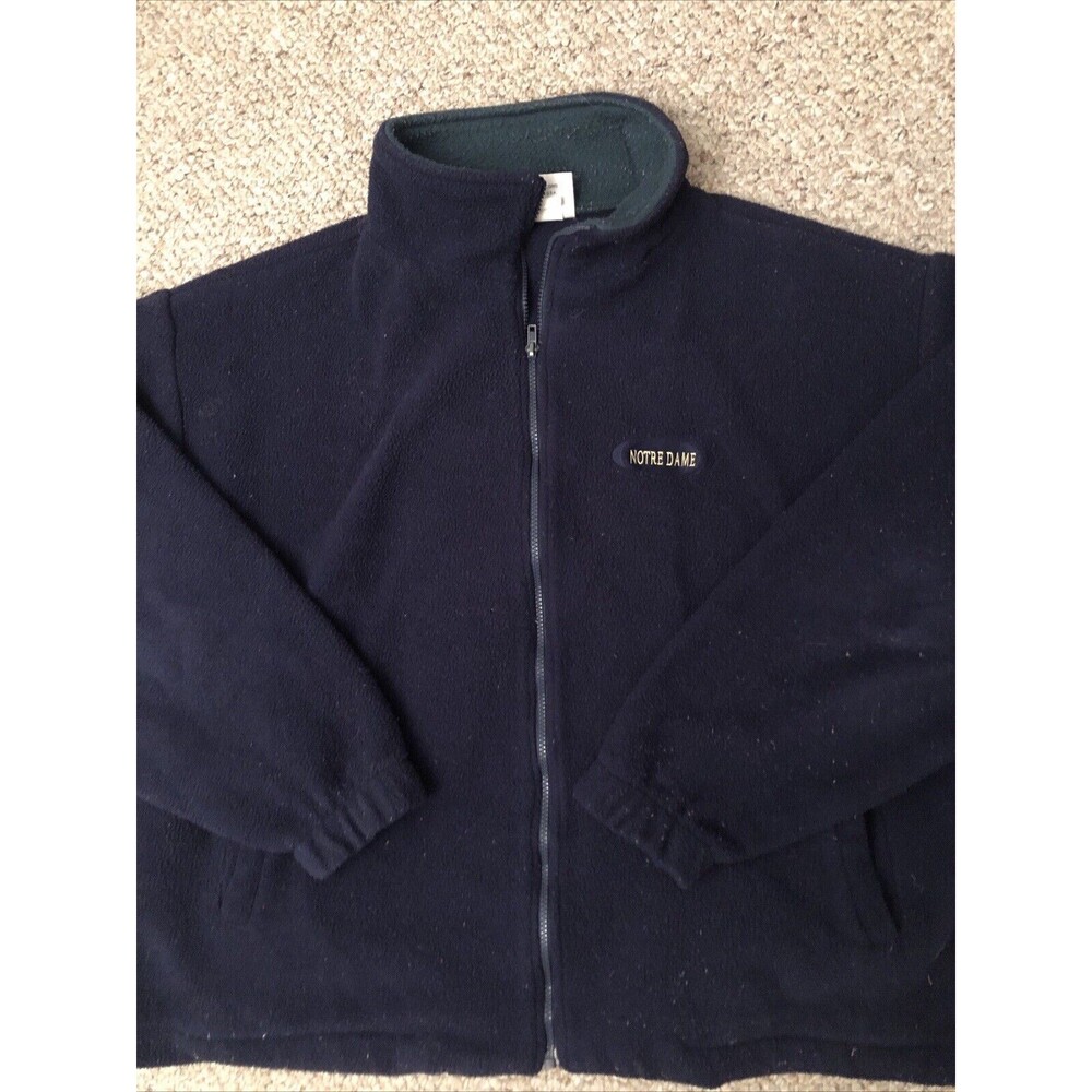 Vintage Notre Dame XXL Black Fleece Jacket Made in USA Full Zip